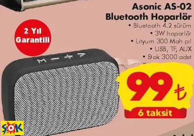 ASONİC AS-02 BLUETOOTH HOPARLÖR